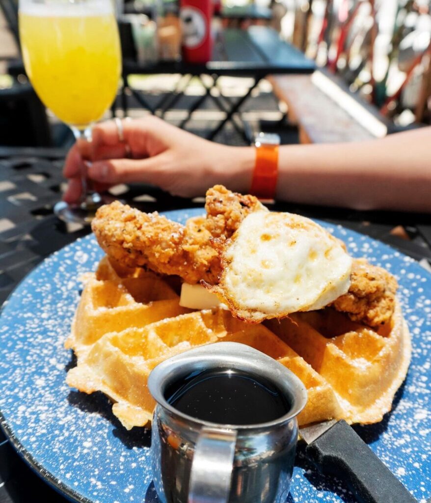 Chicken and Waffles at Pig & a Jelly Jar SLC in Salt Lake City, UT Image from Instagram